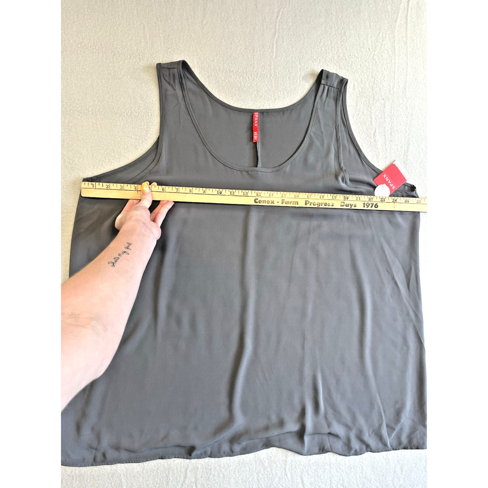 Spanx Semi Sheer Perfect Length Tank Top Womens 3x Smokey Olive Chiffon NWT - Picture 8 of 10